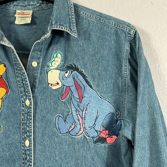 Vintage 90s Winnie the Pooh your denim button down shirt size large - Picture 3 of 8